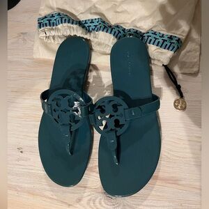 Tory Burch Miller Sandals Soft Patent Blue size 8.5